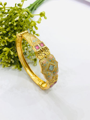 Meenakari Pink Stone Bracelet